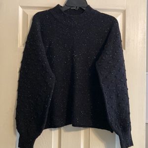 CeCe Black Speckled Sweater, L